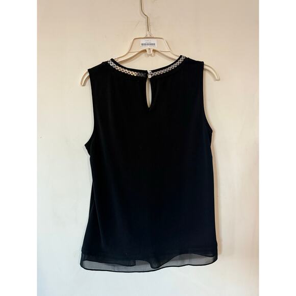 Calvin Klein Women's Sleeveless Shell Blouse Black w/ Metallic Detail Size M - Picture 6 of 9